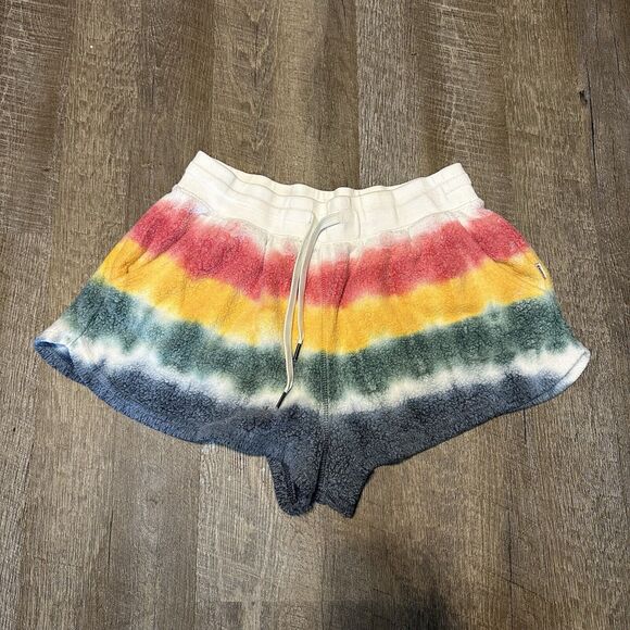 M & M Pants - Feat Blanket Bend tie dye rainbow shorts Sz M Medium Tahoe